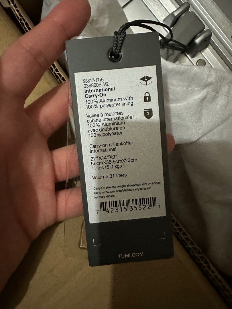 Tumi carry on luggage, Hobbies & Toys, Travel, Luggage on Carousell