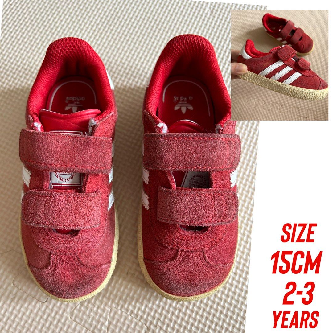 US8.5 Adidas kids gazelle suede red shoes