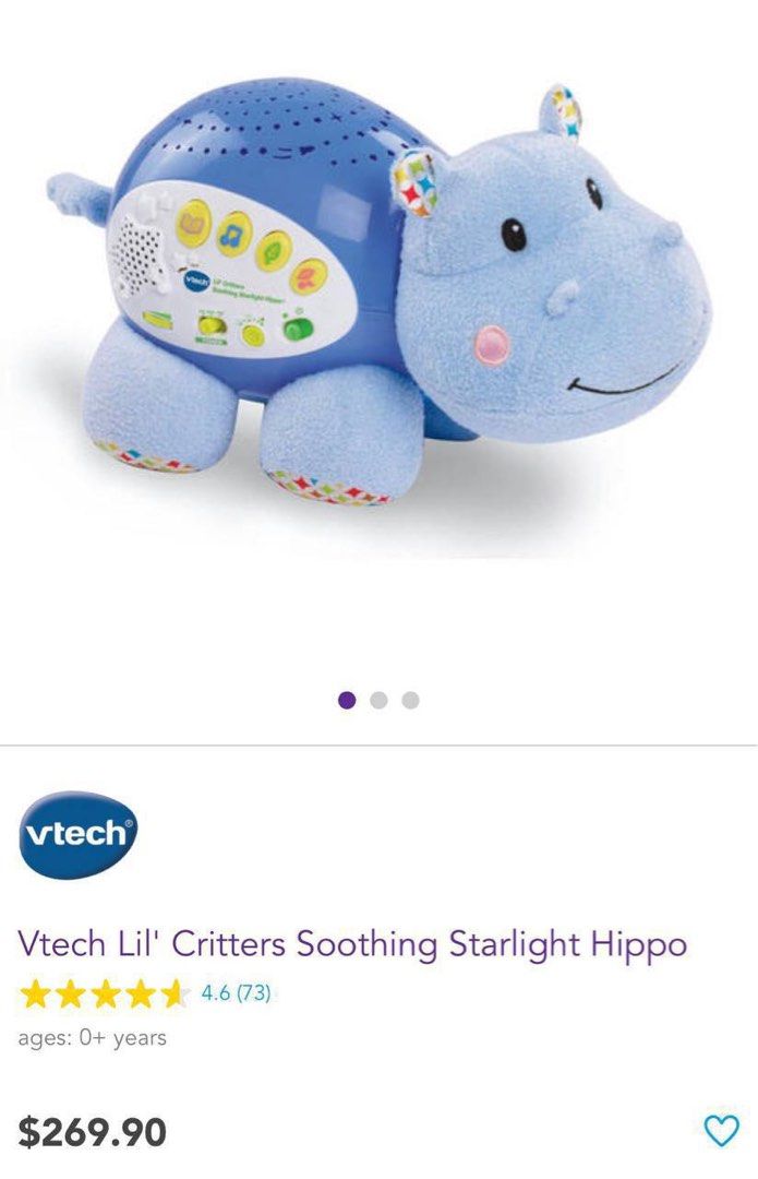 0 - 2 years VTech Baby Lil' Critters Soothing Starlight Hippo, Blue