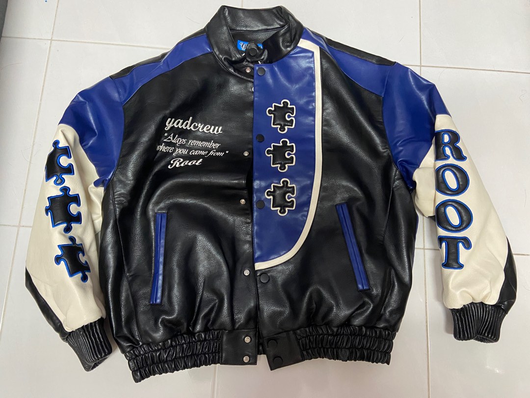 YADcrew X ROOT Leather Motorcycle Jacket, Men's Fashion, Coats, Jackets ...