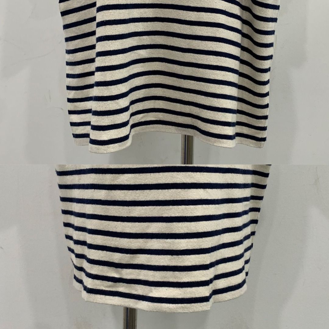 YVES SAINT LAURENT WHITE AND BLUE STRIPED BORDER T SHIRT 237020657 WE