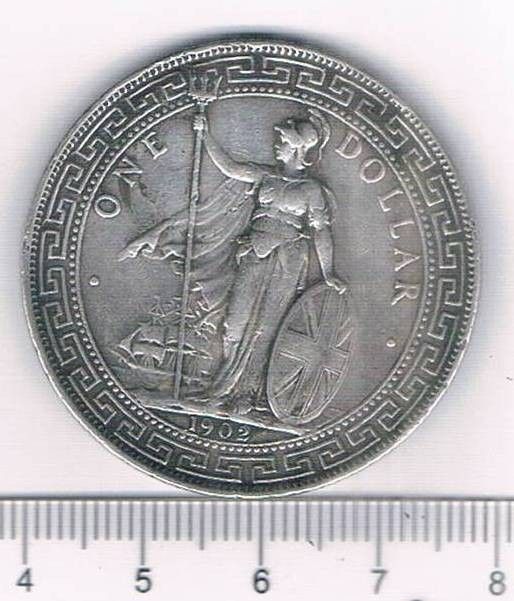 1902年英屬站洋壹圓站人銀元英國貿易銀幣, 興趣及遊戲, 收藏品及
