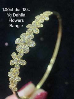 1 Carat Natural Diamond in 18K YG Dahlia Flowers Bangle