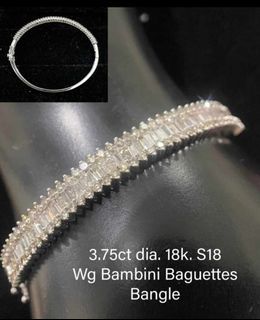 3.75 Carat Natural Diamond in 18K WG Bambini Baguettes Bangle