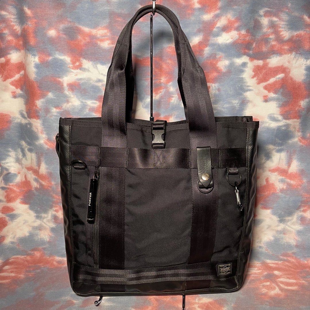 90% new Porter Heat Tote Bag L Black 黑色尼龍大手提袋totebag 底部