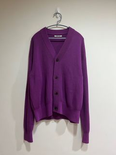 (二手) AURALEE / HARD TWIST RIB KNIT CARDIGAN 紫色 4號 針織衫 春夏 日系
