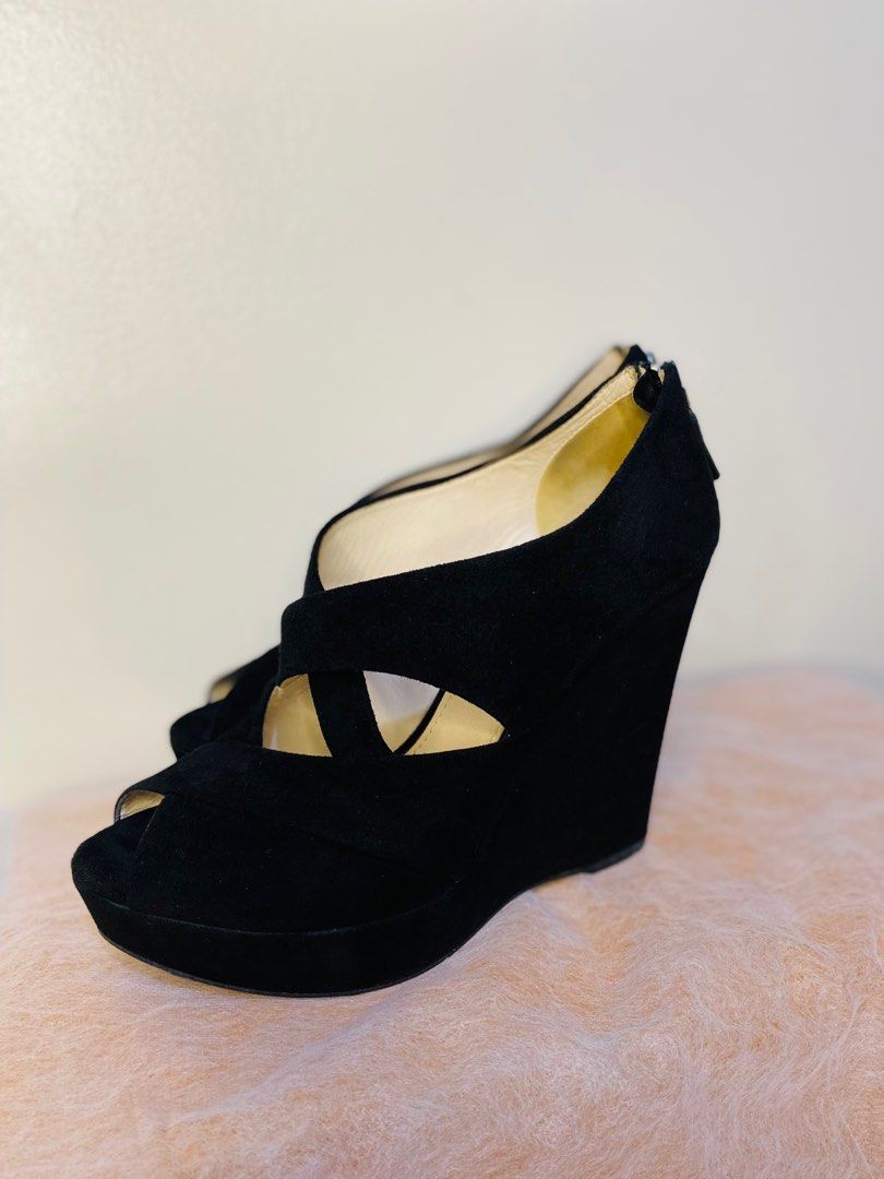Prada black 2025 wedges