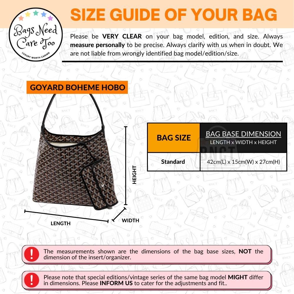 𝐁𝐍𝐂𝐓👜]🧡 Goyard Boheme Hobo Bag Organizer Felt Bag In Bag