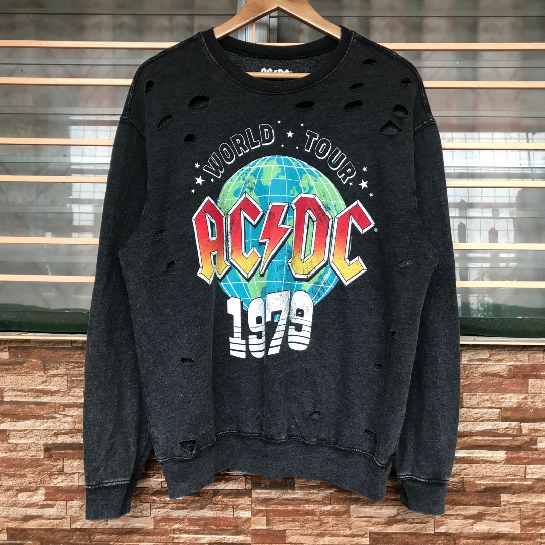 ACDC Ripped Acid Washed Crewneck, Men's Fashion, Coats, Jackets and  Outerwear on Carousell