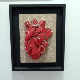 Anatomical heart framed relief sculpture artwork