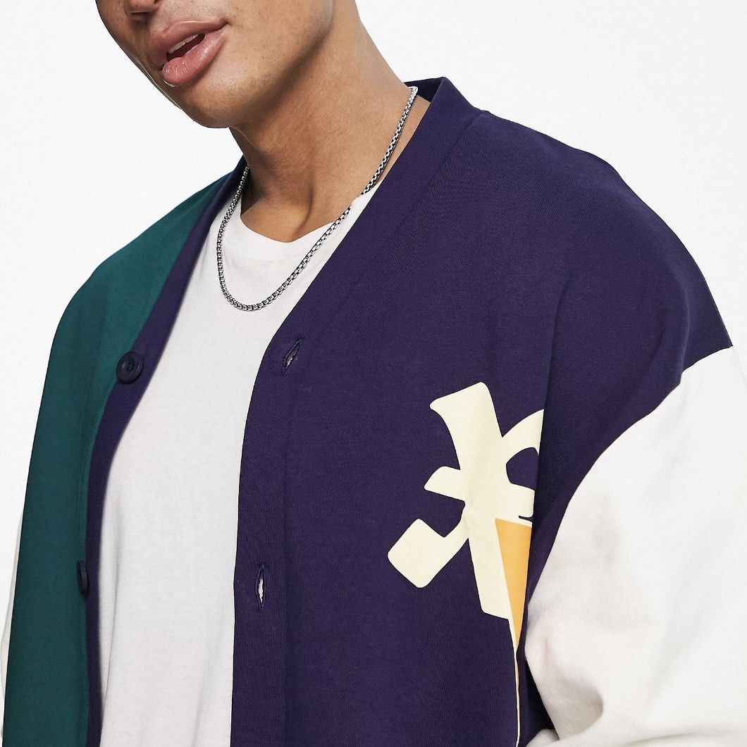 Asos Design Blue Crew Neck Cardigan ASOS DESIGN Navy Cardigan With