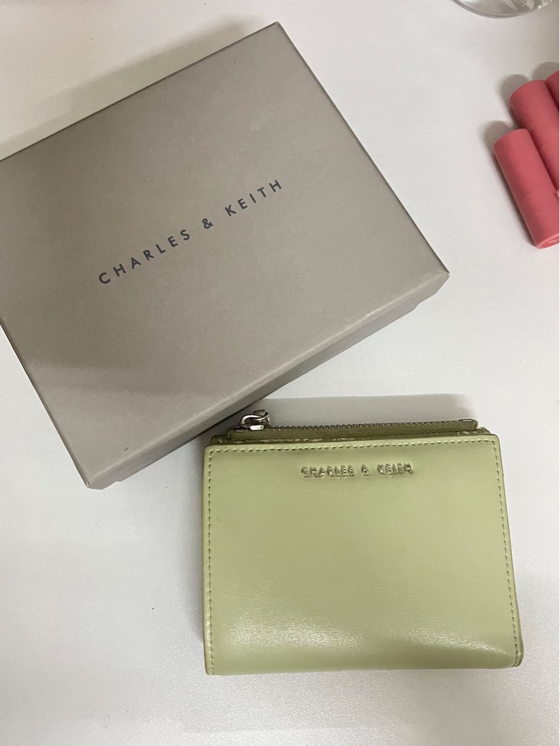Authentic Charles & Keith Harmonee Zip Small Wallet Mint Green, Women's ...
