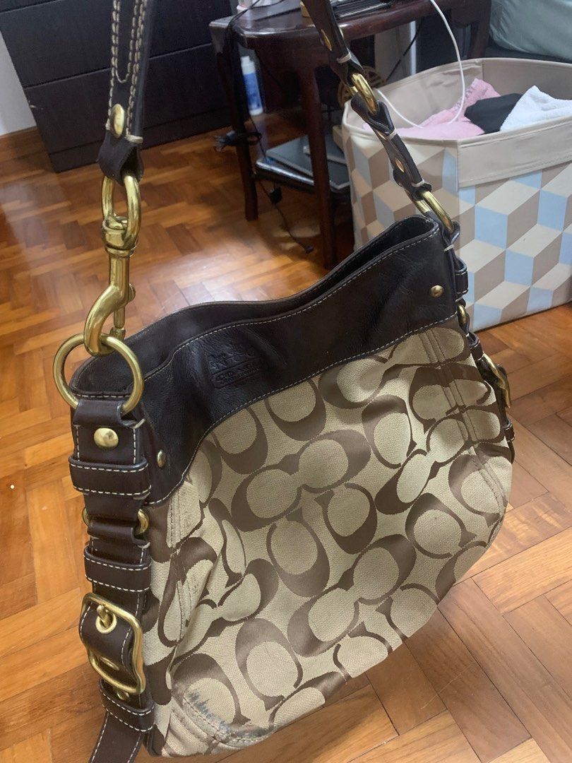 Authentic Coach Monogram Hobo Bag