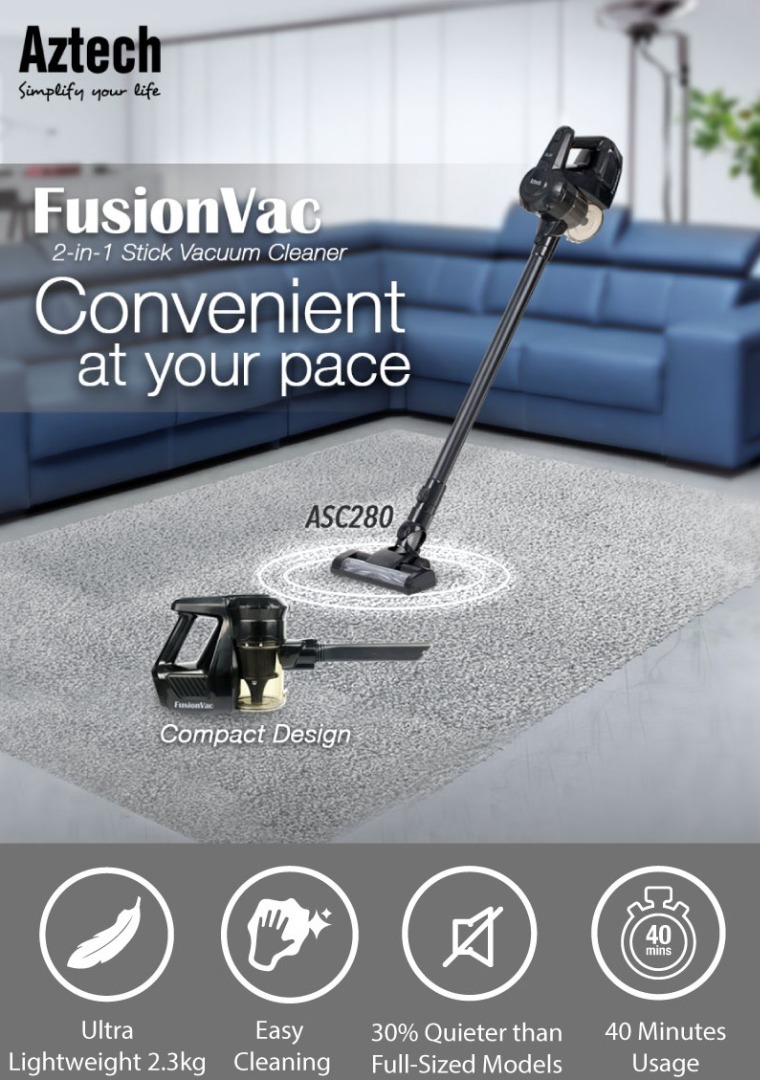 Aztech FusionVac 2 in 1 Stick Vacuum Cleaner/ Vacuum Stick Model