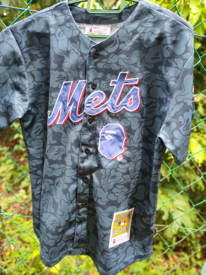 Bape x Mitchell & Nets Mets Jersey, Men's Fashion, Activewear on