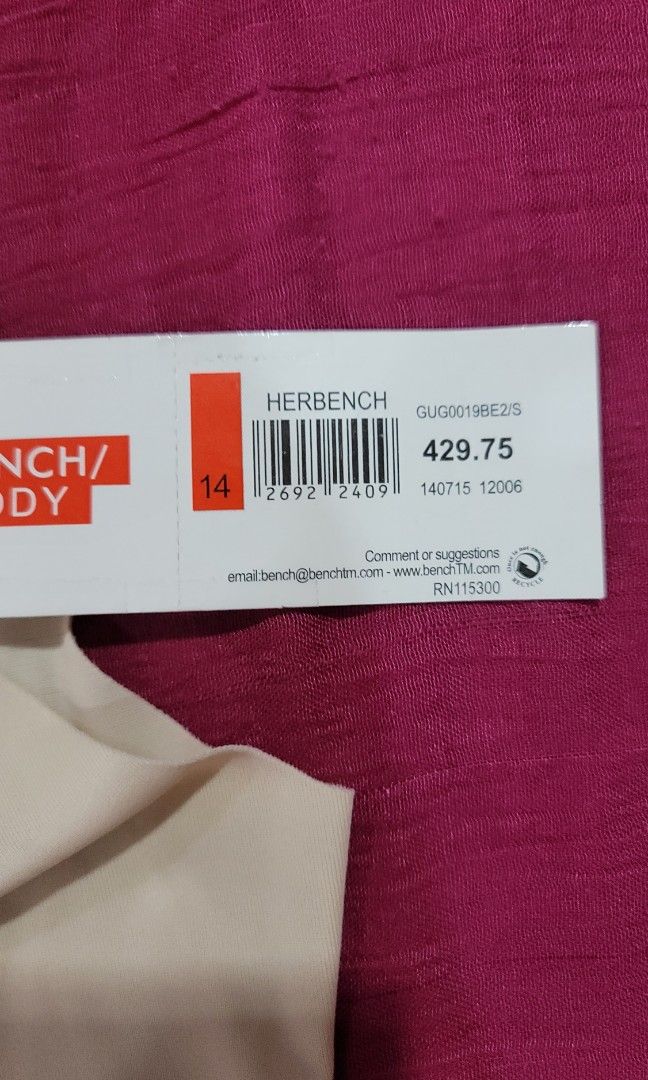 Bench Clothing Size Chart