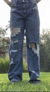 blue baggy ripped jeans