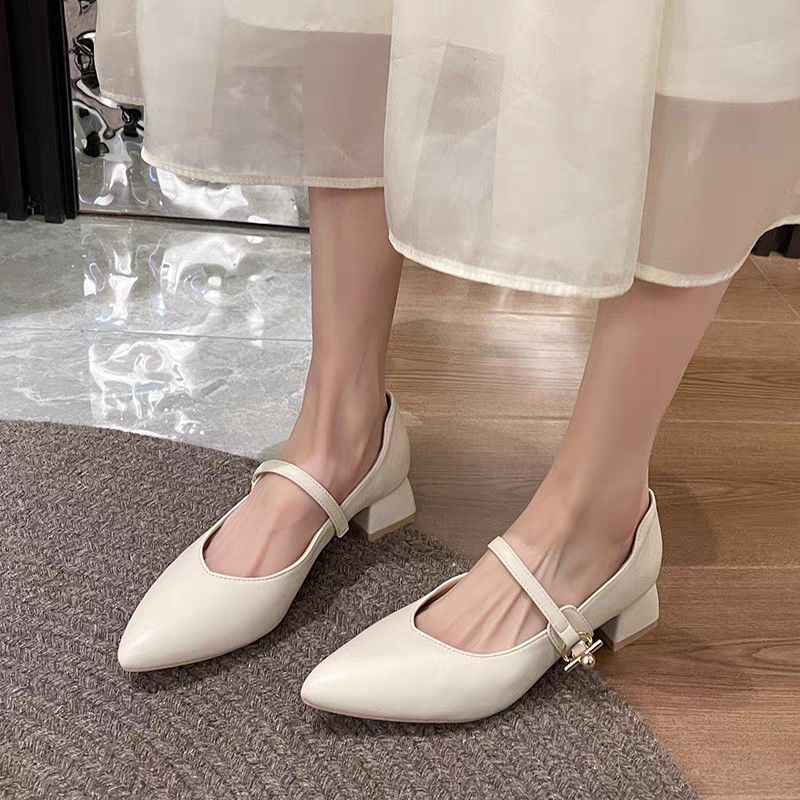 White low chunky heels sales