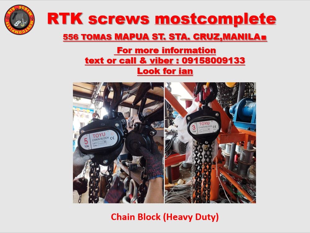 Chain Block (Heavy Duty) 10 Tons x 3 Meters (10mm), Commercial ...