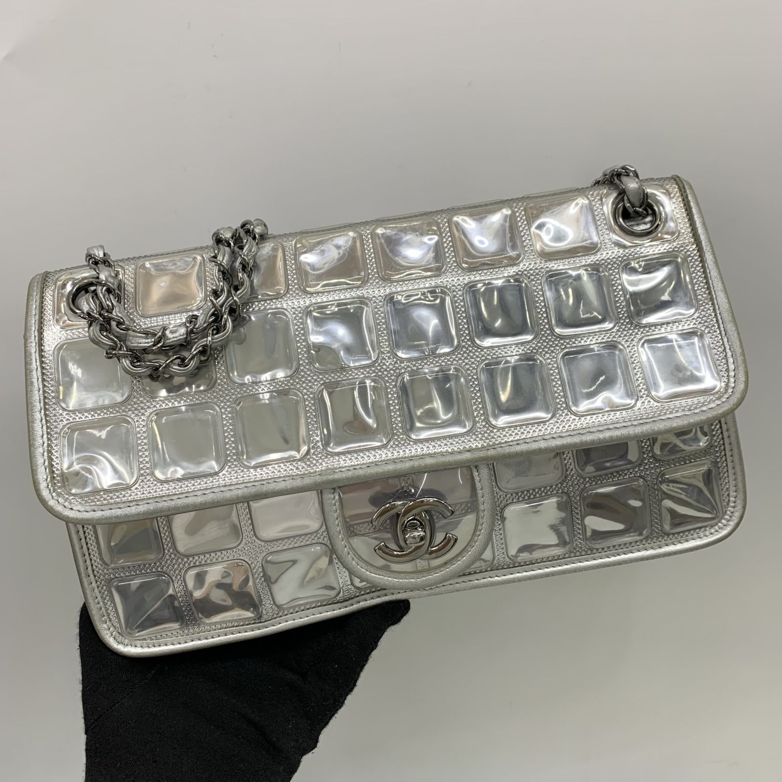 CHANEL A37108 SILVER ICE CUBE NO.11 WIHTOUT CARD CHAIN FLAP SHOULDER BAG  237020837 WE