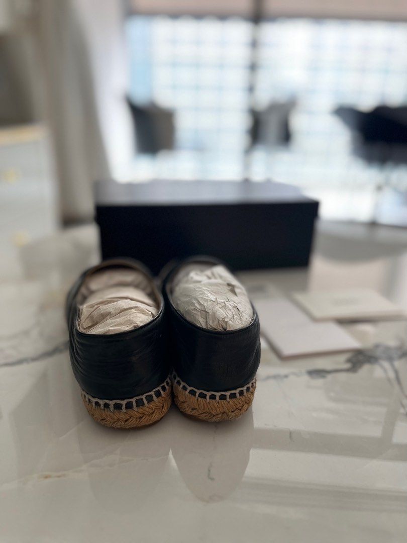All black outlet chanel espadrilles