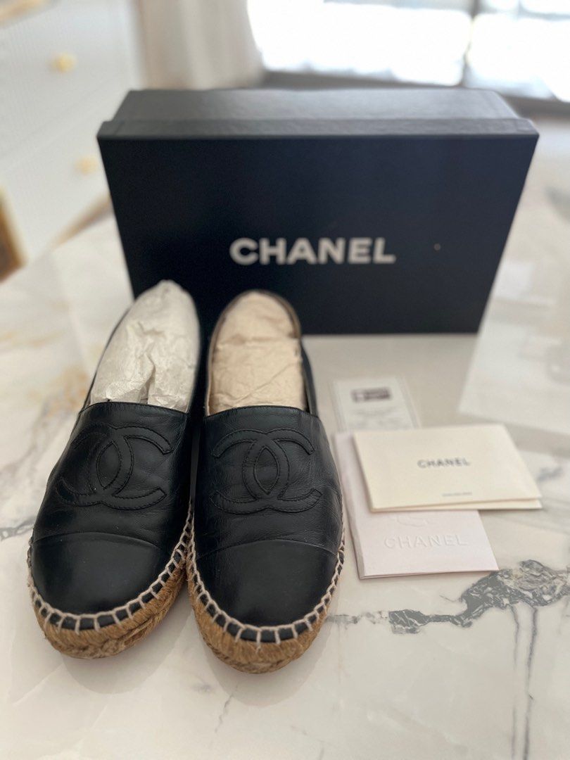 All black outlet chanel espadrilles