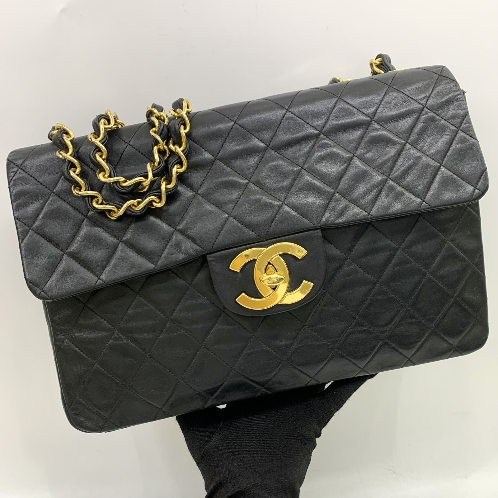 Vintage Chanel XL Maxi Flap Bag Beige Lambskin Gold Hardware – Madison  Avenue Couture