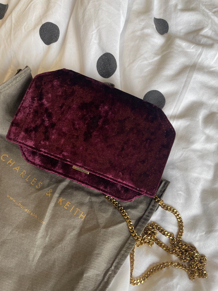 Charles and keith velvet bag deals