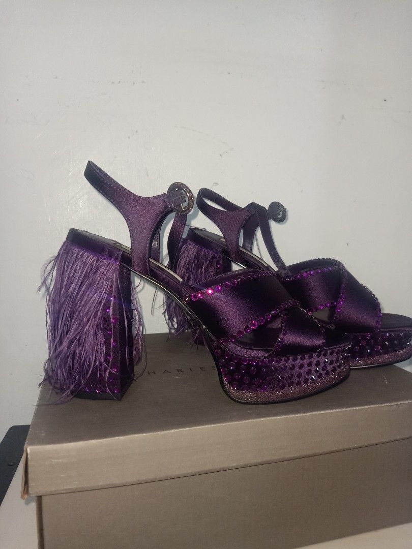 Purple fringe heels discount