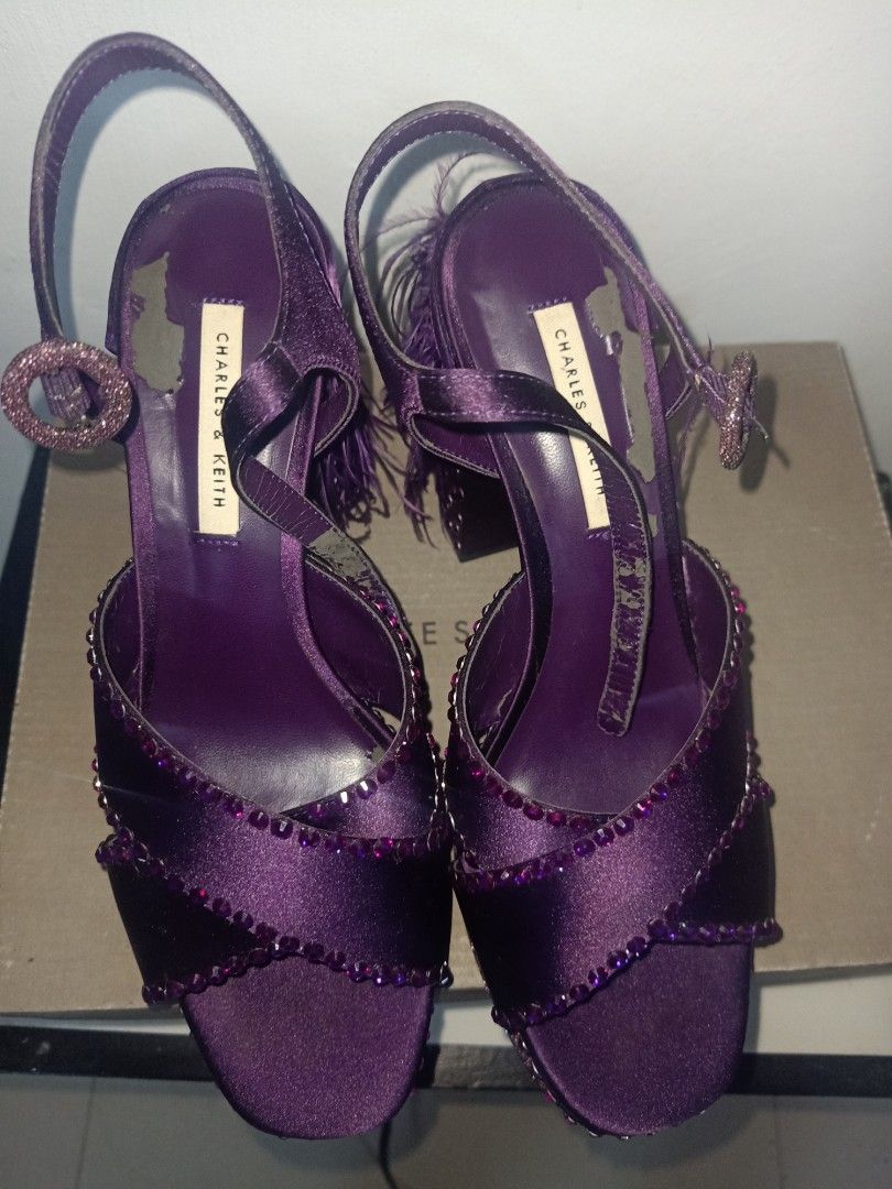 Charles and Keith purple fringe heels Women s Fashion Footwear Heels on Carousell
