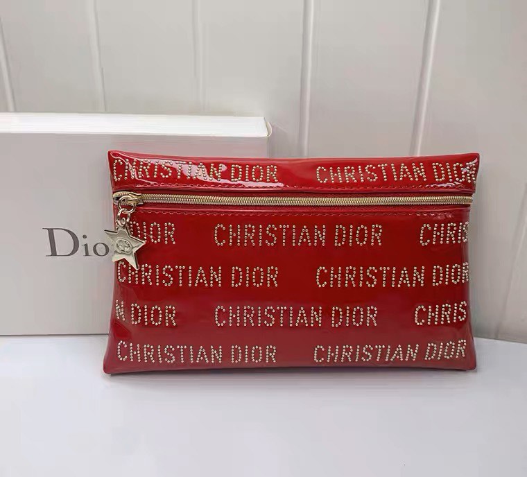 CHRISTIAN DIOR Vintage Clutch Pouch CD Monogram Oblique Bag Red Bordeaux  C.1970s