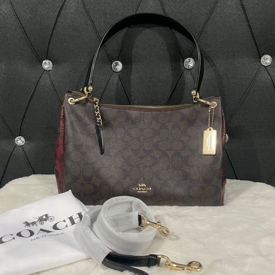 coach mia satchel in brown signature canvas, Luxury, Bags & Wallets on  Carousell