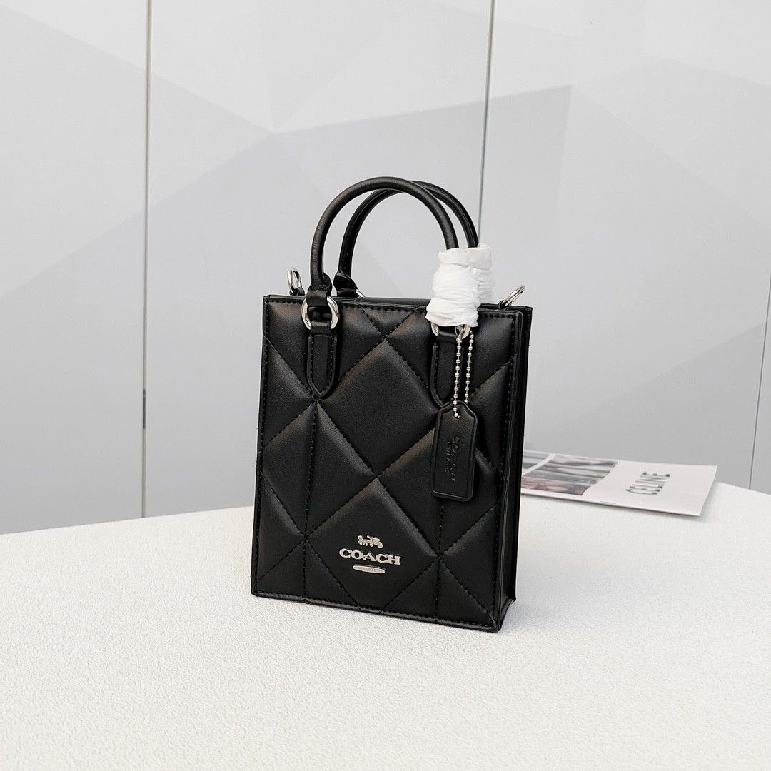 Coach Quilted Top Handle Mini Crossbody Tote Bag, Luxury, Bags