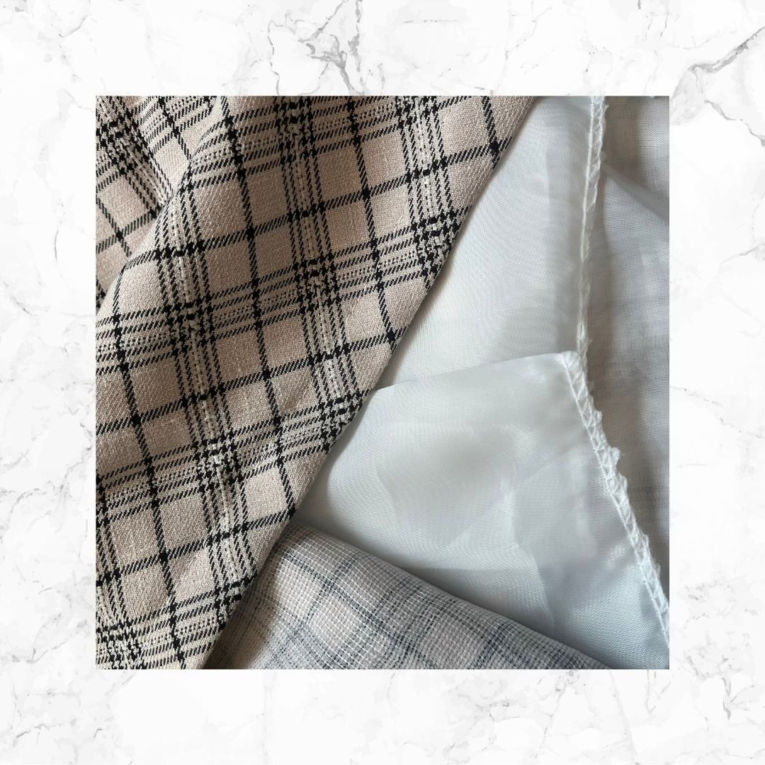 Cream Skirt (Category: Skirts) located in Quezon City. Submitted by aces_ (Listing ID 1244519646, Image 2). Description: Brand new and never used cream checkered skirt Double lined with chiffon shorts inside Best fits 24-27 waist .