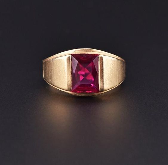 Rectangle garnet ring cheap