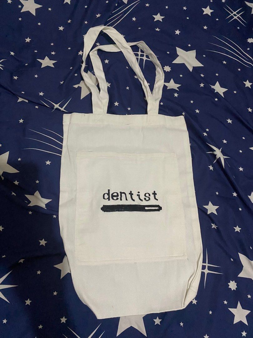 Dentistry Tote Bag Medium (Category: Tote Bags) located in Manila. Submitted by gerpf (Listing ID 1244611574, Image 1). Description: Canvas Tote Bag with embroidered dental patterns.
