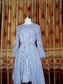 Dress salur biru mekar babydoll