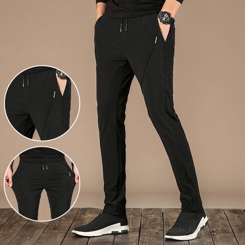 spring sports pants men's women casual long pants men's Korean version of  the trend of wild beam feet loose sports pants black S