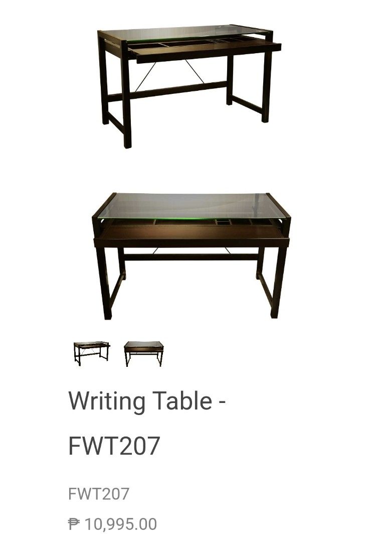 Furniture Republic Dark Brown Wood Modern Desk with Glass Top Large