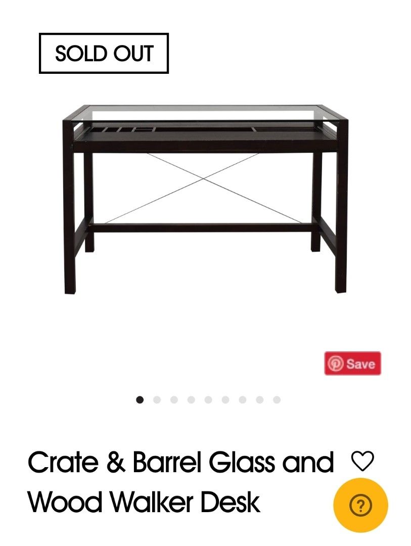 Furniture Republic Dark Brown Wood Modern Desk with Glass Top Large