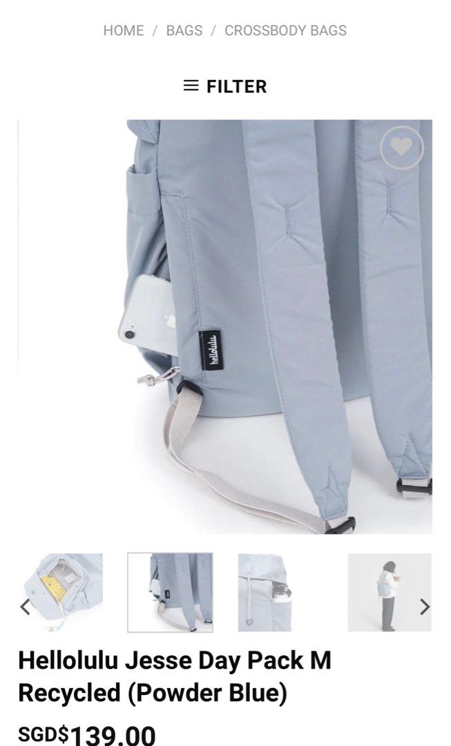 Hellolulu backpack (Category: Backpacks) located in Singapore. Submitted by kiddingcat (Listing ID 1244607775, Image 4). Description: Hellolulu backpack in powder blue bought from the wallet shop. Only used once. Colour did not look good on me hence selling🤡 ✔️Nego ✔️ Trades ❌ Lowballing.