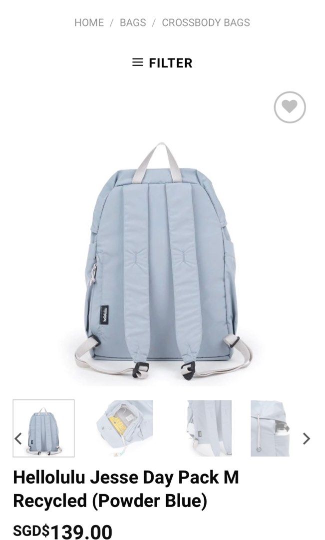Hellolulu backpack (Category: Backpacks) located in Singapore. Submitted by kiddingcat (Listing ID 1244607775, Image 2). Description: Hellolulu backpack in powder blue bought from the wallet shop. Only used once. Colour did not look good on me hence selling🤡 ✔️Nego ✔️ Trades ❌ Lowballing.