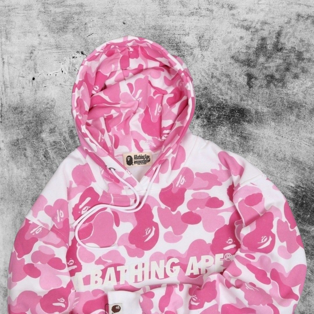 Hoodie Bape A Bathing Ape Camo Full Print Pink, Fesyen Wanita