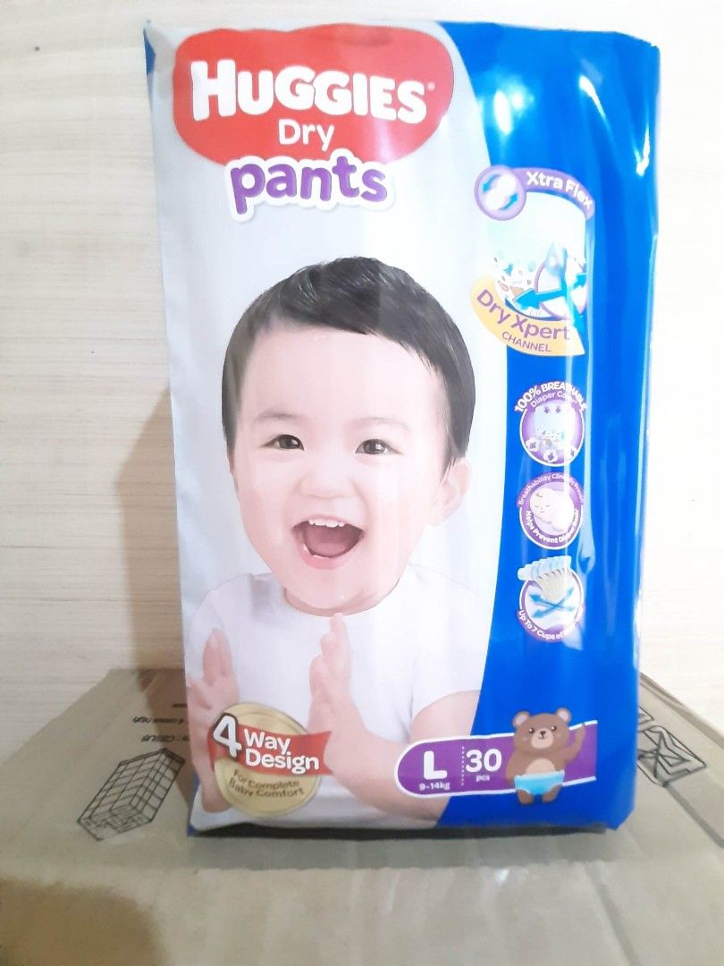 HUGGIES LARGE PANTS 30PCS (Category: Diapers & Baby Wipes) located in Manila. Submitted by sweetieteapascua (Listing ID 1244475981, Image 1). Description: HUGGIES DRY PANTS LARGE 30PCS-280 MANUFACTURED DATE 2022 EXPIRATION DATE 2025 PAYMENT-COD, GCASH, BANKTRANSFER.