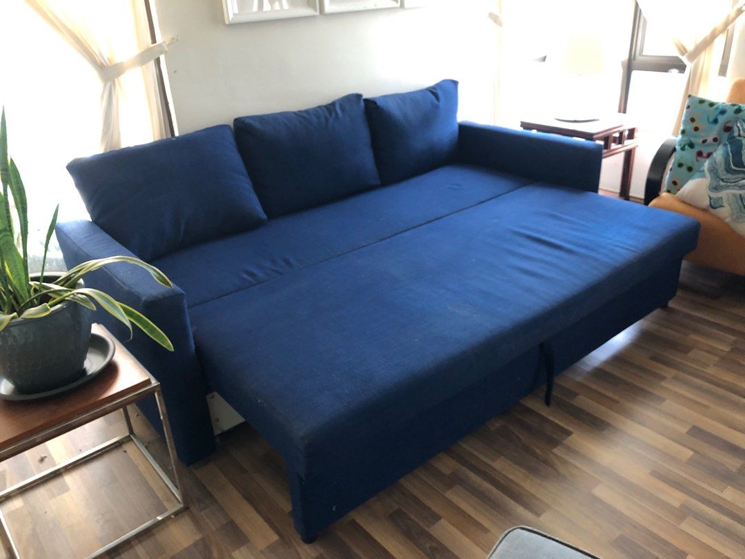 IKEA Blue Sofa Bed, Furniture & Home Living, Furniture, Sofas on Carousell