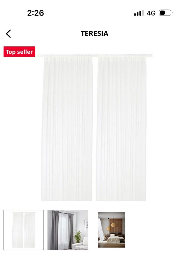 IKEA CURTAIN, Furniture & Home Living, Home Decor, Curtains & Blinds on