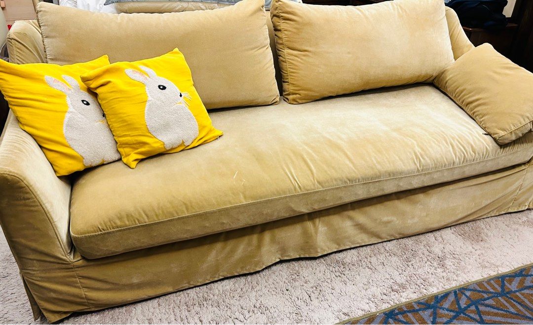Ikea Farlov 3 Seater Sofa (velvet cover), Furniture & Home Living