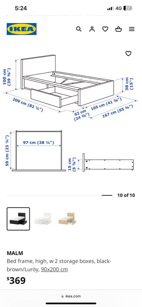 Ikea Malm Single bed frame, Furniture & Home Living, Furniture, Bed