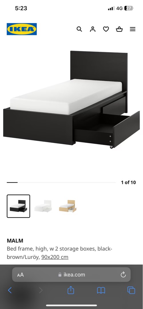 Ikea Malm Single bed frame, Furniture & Home Living, Furniture, Bed