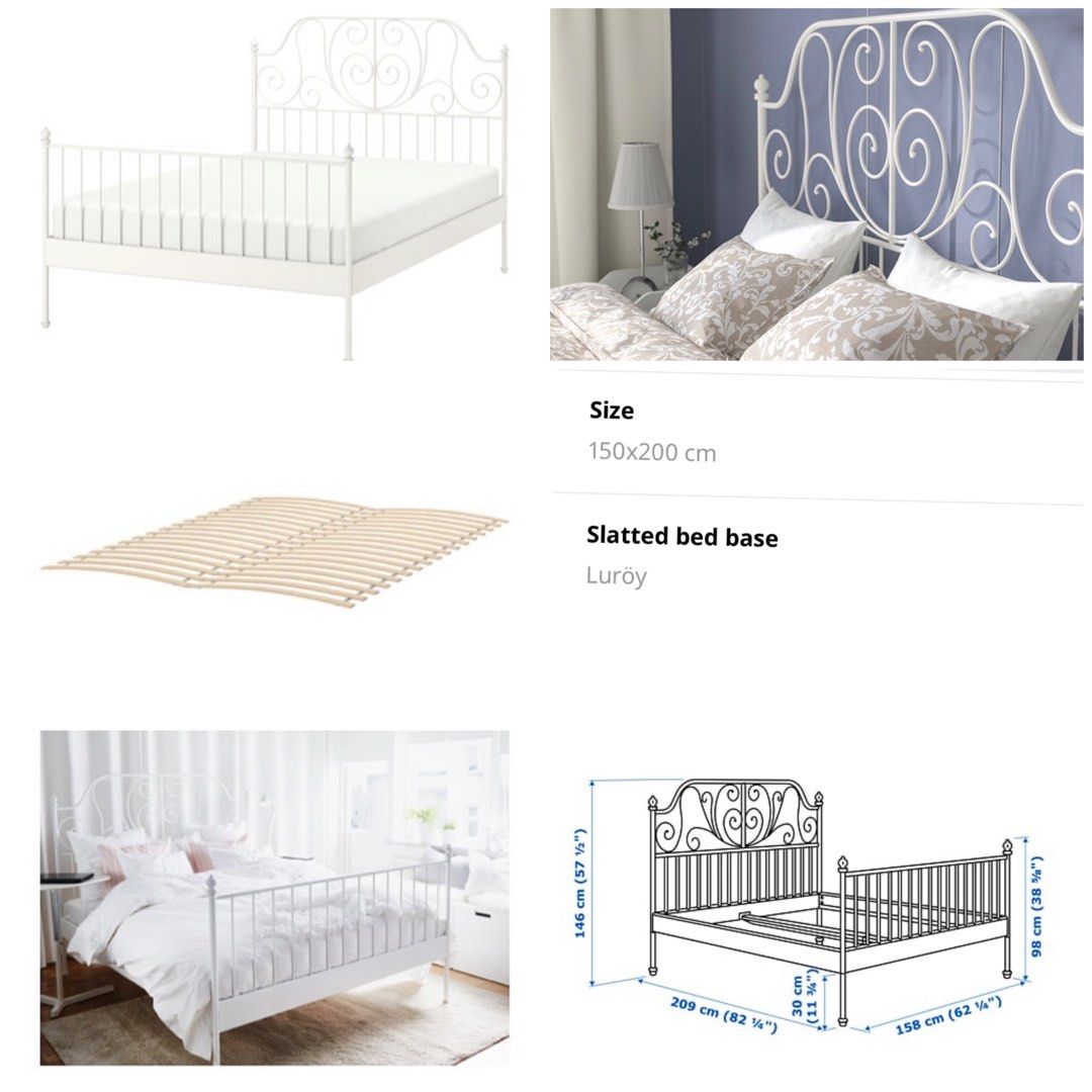 Ikea Queen Bed Frame Leirvik, Furniture & Home Living, Furniture, Bed